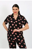 Büyük Beden Kısa Kollu Milan Gömlek Pijama Takımı- Genç Anne Serisi - 1