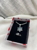 ZARİF PAPATYA ÇELİK KOLYE  YÜZÜK HEDİYELİ - 1