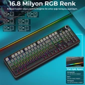 Aula F108 Pro Ekranlı Mekanik Klavye Nimbus Switch RGB Hot Swap 8000mAh Makrolu Oyuncu Klavyesi Gri thumbnail 5