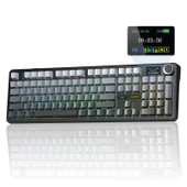 Aula F108 Pro Ekranlı Mekanik Klavye Nimbus Switch RGB Hot Swap 8000mAh Makrolu Oyuncu Klavyesi Gri thumbnail 1