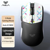 Aula SC580X Lightweight PAW3311 Sensör 10000 DPI 1000Hz Kablolu ve Kablosuz Gaming Oyuncu Mouse Siyah thumbnail 3