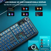 Aula F108 Pro Ekranlı Mekanik Klavye Nimbus Switch RGB Hot Swap 8000mAh Makrolu Oyuncu Klavyesi Gri thumbnail 3