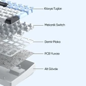 Aula S100 Pro Red Switch Hot Swap RGB Mekanik Klavye Bluetooth Kablolu Kablosuz Bağlantı Mavi thumbnail 5