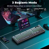 Aula F108 Pro Ekranlı Mekanik Klavye Nimbus Switch RGB Hot Swap 8000mAh Makrolu Oyuncu Klavyesi Gri thumbnail 4