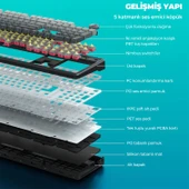 Aula F108 Pro Ekranlı Mekanik Klavye Nimbus Switch RGB Hot Swap 8000mAh Makrolu Oyuncu Klavyesi Gri thumbnail 8