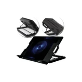 Kademeli Notebook Laptop Soğutucu Mavi Led Işıklı 12 cm Fanlı Stand - 5
