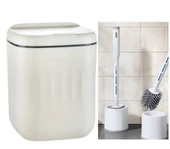 Sensörlü Çöp Kovası Antibakteriyel Uv Işıklı 20 Litre + Deterjan hazneli Beyaz Silikon Klozet Fırçası-BYS thumbnail 1