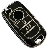 Fiat Egea Uyumlu Nano Anahtar Kumanda Kılıfı Oto Anahtarlık 3 Tuşlu Siyah Silver - 3