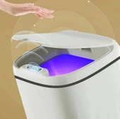 Sensörlü Çöp Kovası Antibakteriyel Uv Işıklı 20 Litre + Deterjan hazneli Beyaz Silikon Klozet Fırçası-BYS thumbnail 4