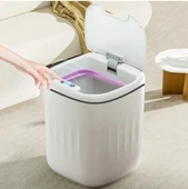 Sensörlü Çöp Kovası Antibakteriyel Uv Işıklı 20 Litre + Deterjan hazneli Beyaz Silikon Klozet Fırçası-BYS thumbnail 5