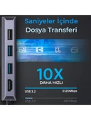 Bix BX10HB Pro Type-C to 4K 60Hz HDMI 3*USB 3.2 Gigabit Ethernet PD 100W Micro SD Kart Okuyucu Çoklayıcı Hub thumbnail 5