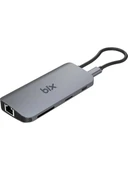 Bix BX10HB Pro Type-C to 4K 60Hz HDMI 3*USB 3.2 Gigabit Ethernet PD 100W Micro SD Kart Okuyucu Çoklayıcı Hub thumbnail 2