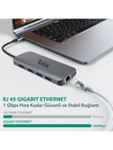 Bix BX10HB Pro Type-C to 4K 60Hz HDMI 3*USB 3.2 Gigabit Ethernet PD 100W Micro SD Kart Okuyucu Çoklayıcı Hub thumbnail 4