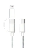 60W iPhone Samsung Xiaomi Huawei Type-c ve Lightining 2in1 1M Halat Örgü Hızlı Şarj ve Data Kablosu - 1