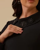 Büyük Beden Yaka İşlemeli Midi Elbise Gala-Xi thumbnail 4