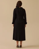 Büyük Beden Yaka İşlemeli Midi Elbise Gala-Xi thumbnail 3