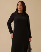 Büyük Beden Yaka İşlemeli Midi Elbise Gala-Xi thumbnail 1