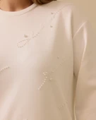 Büyük Beden Nakış Detaylı Boncuklu Sweatshirt Gala-Xi - 3