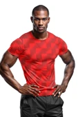 Kırmızı Desenli Antrenman, Halısaha ve Spor Forması, Nefes Alan Tişört, Yüksek Kalite Gym Tshirt - 1