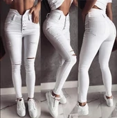 5 Düğmeli V Detay Bel Yırtık Kot thumbnail 1