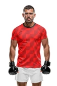 Kırmızı Desenli Antrenman, Halısaha ve Spor Forması, Nefes Alan Tişört, Yüksek Kalite Gym Tshirt - 5