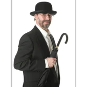 Siyah Renk Yetişkin Boy Retro Bowler Derby Şapkası 58 cm thumbnail 3