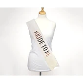 Beyaz Gümüş Bride To Be Simli Kuşak Kemer 10 cm thumbnail 2