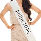 Beyaz Gümüş Bride To Be Simli Kuşak Kemer 10 cm thumbnail 1