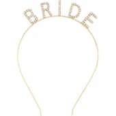 Altın Gold Renk Bekarlığa Veda Kristal Taş Bride Tacı İthal thumbnail 2