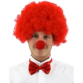Kırmızı Renk Kıvırcık Afro Palyaço Seti - 1