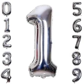 Gümüş Rengi Folyo Rakam Balon 1 Metre thumbnail 3
