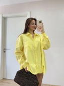 Yakalı Yandan Yırtmaçlı Gömlek - Sarı thumbnail 3