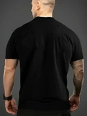 Baskılı Oversize Bisiklet Yaka T-shirt - Siyah - 2