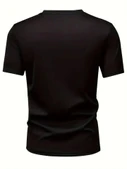 Baskılı Oversize Bisiklet Yaka T-shirt - Siyah - 2