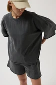 Oversize Lazer Kesim Bisiklet Yaka T-Shirt - 4