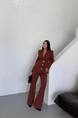 TASARIM CEKET-PANTOLON TAKIM METAL DÜĞME DETAYLI - Kahverengi - 1