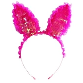 Fuşya Dantelli Işıklı Tavşan Kulak Taç thumbnail 3