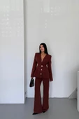 TASARIM CEKET-PANTOLON TAKIM METAL DÜĞME DETAYLI - Kahverengi - 2