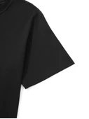Baskılı Oversize Bisiklet Yaka T-shirt - Siyah - 2