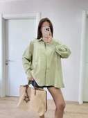 Yakalı Yandan Yırtmaçlı Gömlek - Yeşil thumbnail 4