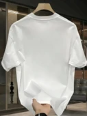 Baskılı Oversize Bisiklet Yaka T-shirt - Beyaz - 2