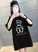 Baskılı Oversize Bisiklet Yaka T-shirt - Siyah thumbnail 3