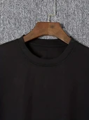 Baskılı Oversize Bisiklet Yaka T-shirt - Siyah - 2