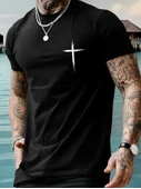 Baskılı Oversize Bisiklet Yaka T-shirt - Siyah - 1