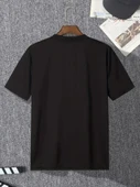 Baskılı Oversize Bisiklet Yaka T-shirt - Siyah - 4