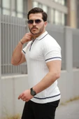 Erkek Fermuarlı Yakalı Kısa Kollu T-shirt - 2