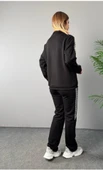 Kadın Fermuar Ve Ekose Detay Sweatshirt Ve Pantolon üç Iplik Kumaş Ikili Takım - 3