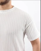 Erkek Kısa Kollu örgü Kumaş Bisiklet Yaka T-shirt - 2