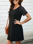 Kadın Kısa Kollu Yuvarlak Yaka şerit Kol Detaylı Viskon Elbise thumbnail 7