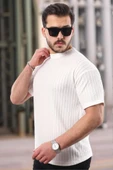 Erkek Kısa Kollu örgü Kumaş Bisiklet Yaka T-shirt - 1